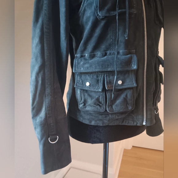 Black suede fitted womens jacket!! - Picture 3 of 10